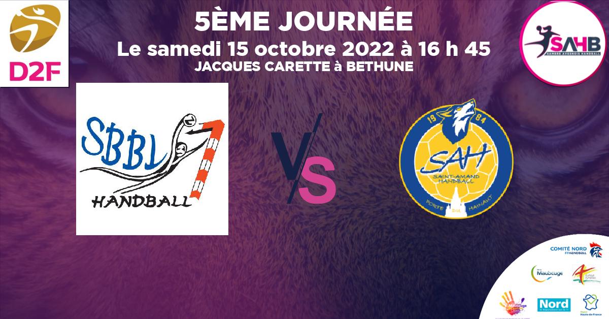 Moins de 15 ans Féminine - Région handball, BETHUNE VS ST AMAND LES EAUX - JACQUES CARETTE à BETHUNE à 16 h 45