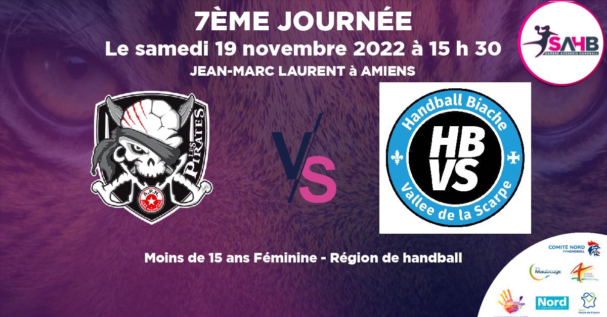 Moins de 15 ans Féminine - Région handball, AMIENS PICARDIE VS BIACHE VALLEE SCARPE - JEAN-MARC LAURENT à AMIENS à 15 h 30