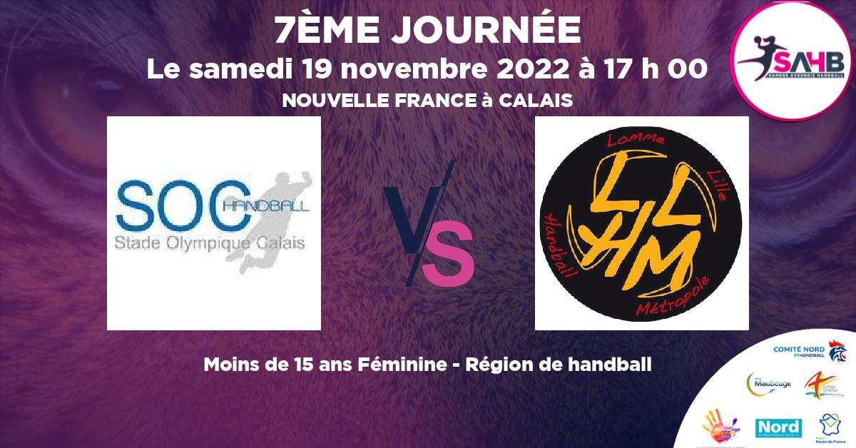 Moins de 15 ans Féminine - Région handball, CALAIS VS LOMME - NOUVELLE FRANCE à CALAIS à 17 h 00