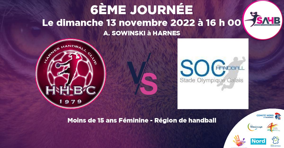 Moins de 15 ans Féminine - Région handball, HARNES VS CALAIS - A. SOWINSKI à HARNES à 16 h 00