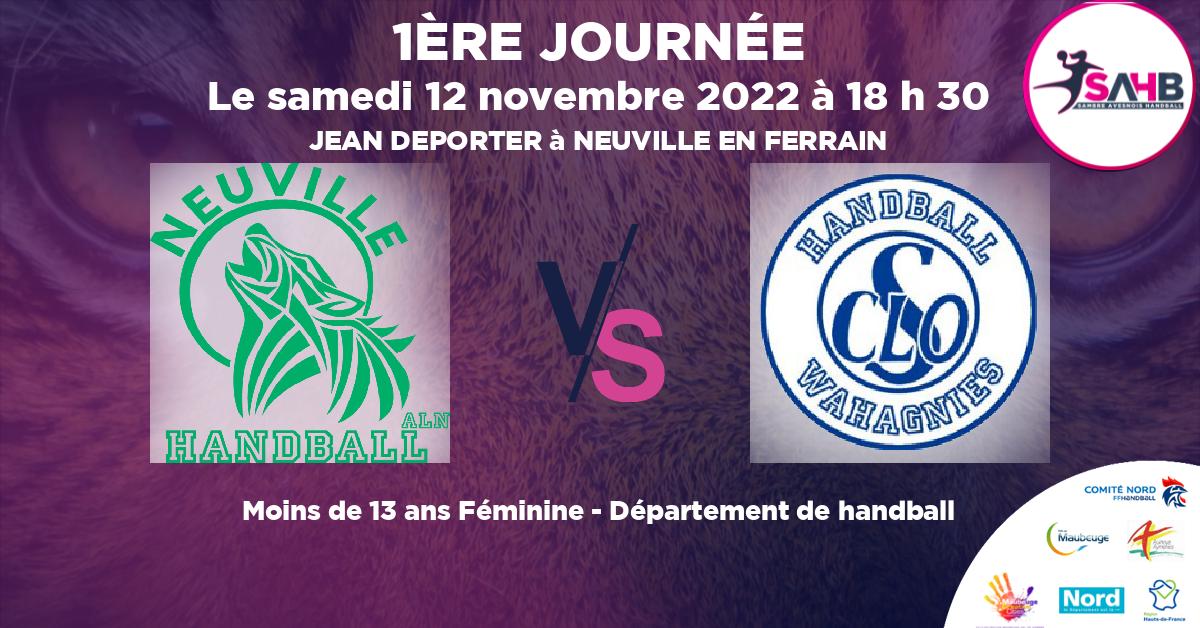 Moins de 13 ans Féminine - Département handball, NEUVILLE EN FERRAIN VS WAHAGNIES - JEAN DEPORTER à NEUVILLE EN FERRAIN à 18 h 30