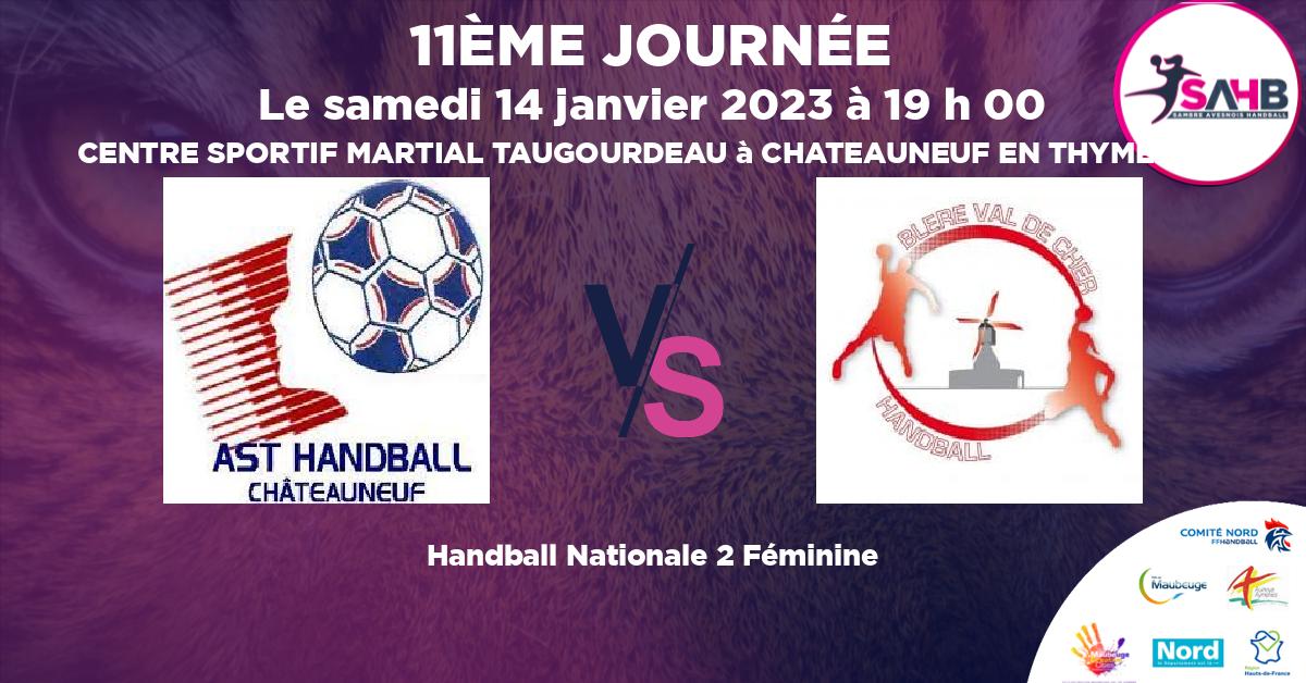Nationale 2 Féminine handball, CHATEAUNEUF EN THYMERAIS VS BLERE VAL DE CHER - CENTRE SPORTIF MARTIAL TAUGOURDEAU à CHATEAUNEUF EN THYMERAIS à 19 h 00
