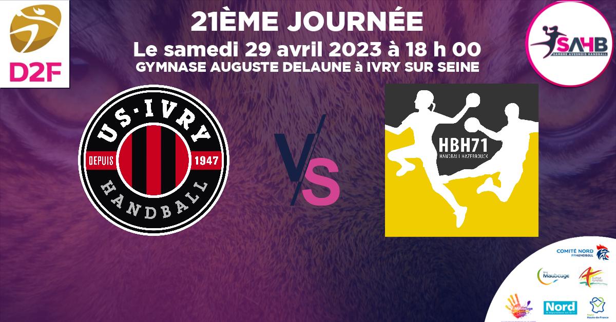 Nationale 2 Féminine handball, IVRY VS HAZEBROUCK 71 - GYMNASE AUGUSTE DELAUNE à IVRY SUR SEINE à 18 h 00