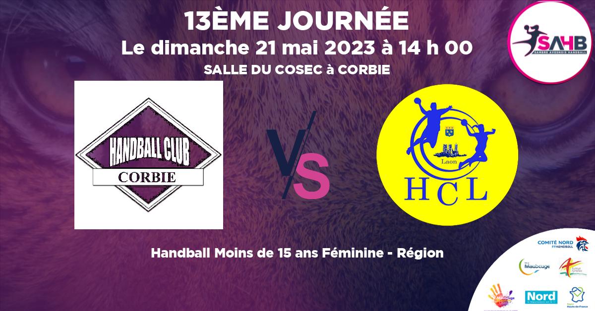 Moins de 15 ans Féminine - Région handball, CORBIE VS LAON - SALLE DU COSEC à CORBIE à 14 h 00