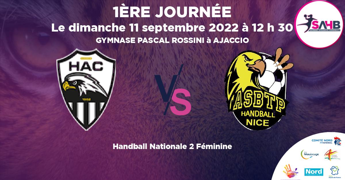 Nationale 2 Féminine handball, AJACCIO  VS NICE - GYMNASE PASCAL ROSSINI à AJACCIO à 12 h 30
