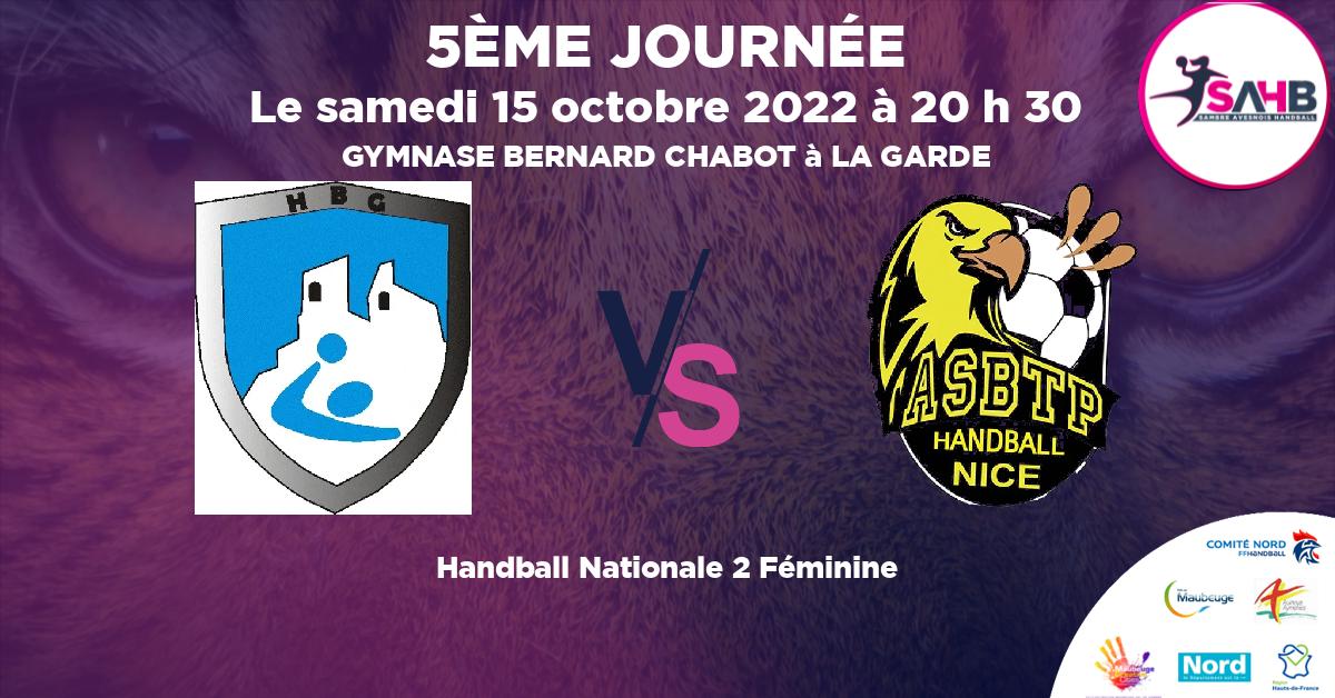 Nationale 2 Féminine handball, GARDEEN VS NICE - GYMNASE BERNARD CHABOT à LA GARDE à 20 h 30