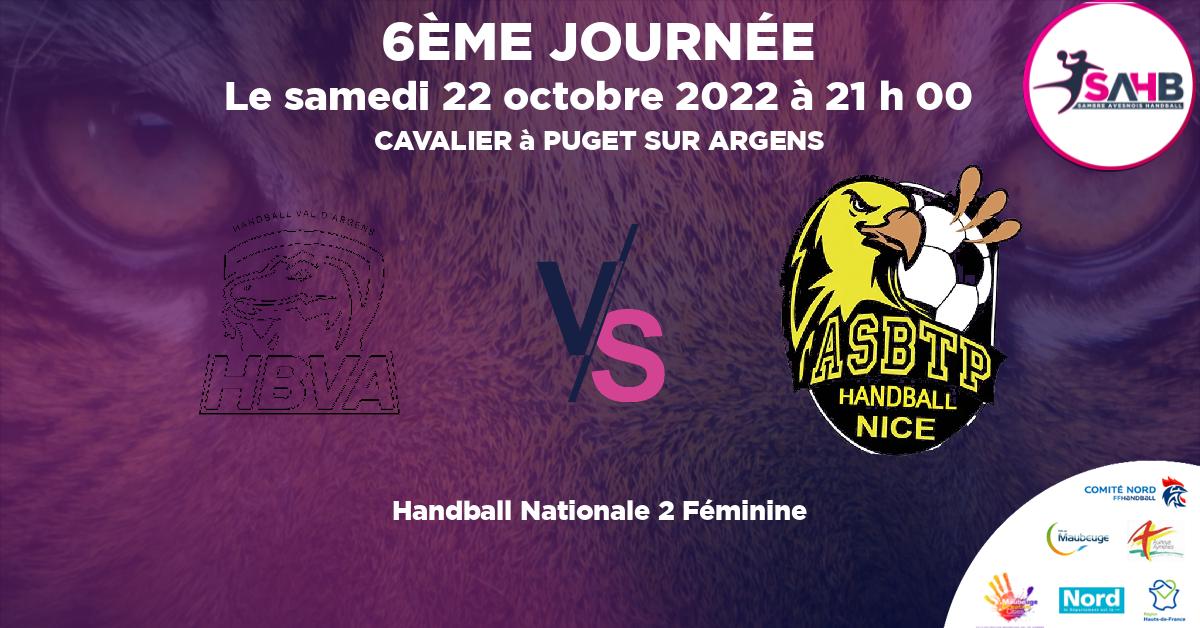 Nationale 2 Féminine handball, VAL D'ARGENS VS NICE - CAVALIER à PUGET SUR ARGENS à 21 h 00