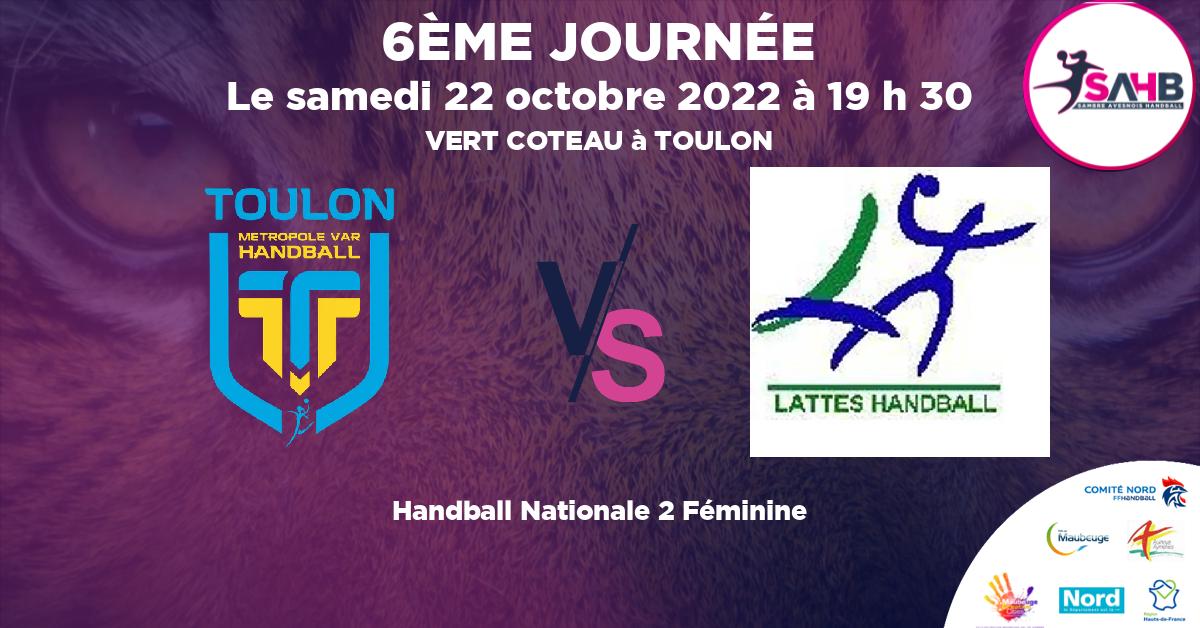 Nationale 2 Féminine handball, TOULON VS LATTES - VERT COTEAU à TOULON à 19 h 30