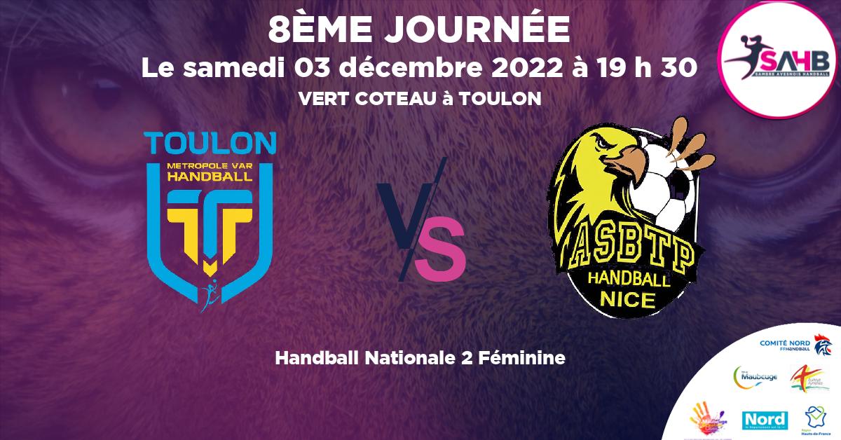 Nationale 2 Féminine handball, TOULON VS NICE - VERT COTEAU à TOULON à 19 h 30