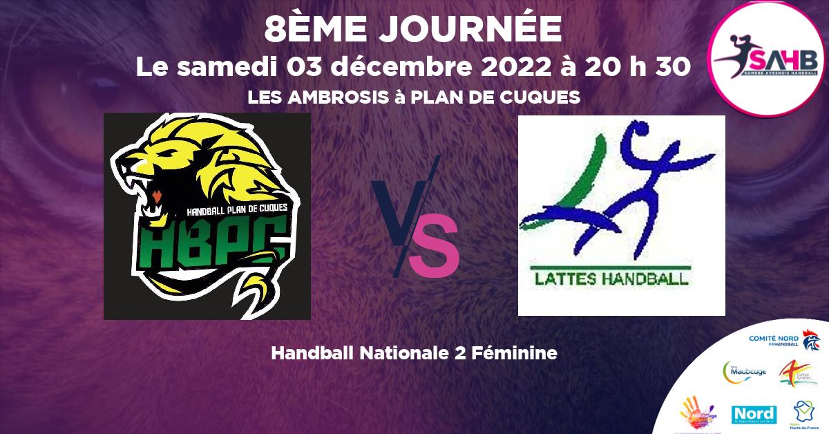 Nationale 2 Féminine handball, PLAN DE CUQUES VS LATTES - LES AMBROSIS à PLAN DE CUQUES à 20 h 30