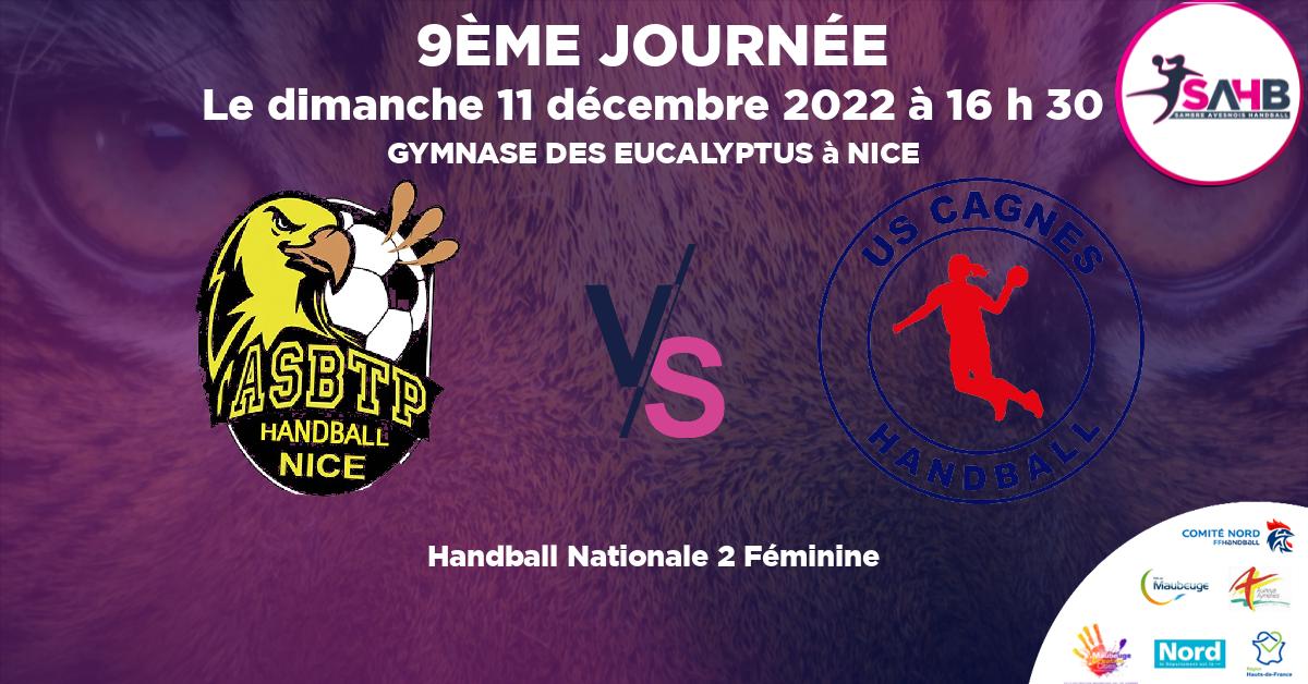 Nationale 2 Féminine handball, NICE VS CAGNES - GYMNASE DES EUCALYPTUS à NICE à 16 h 30