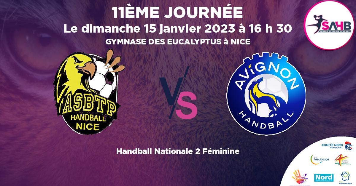 Nationale 2 Féminine handball, NICE VS AVIGNON - GYMNASE DES EUCALYPTUS à NICE à 16 h 30