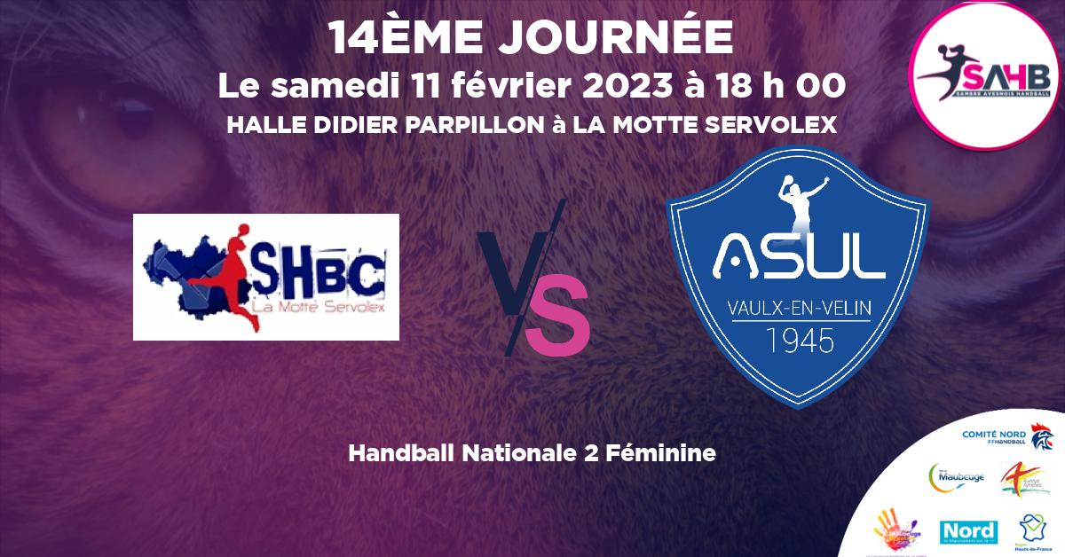 Nationale 2 Féminine handball, MOTTE-SERVOLEX - GRAND CHAMBERY VS ASUL VAULX EN VELIN - HALLE DIDIER PARPILLON à LA MOTTE SERVOLEX à 18 h 00