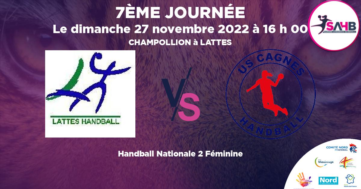 Nationale 2 Féminine handball, LATTES VS CAGNES - CHAMPOLLION à LATTES à 16 h 00