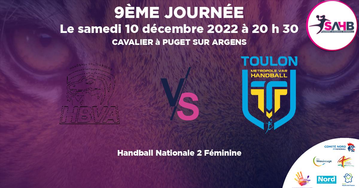 Nationale 2 Féminine handball, VAL D'ARGENS VS TOULON - CAVALIER à PUGET SUR ARGENS à 20 h 30