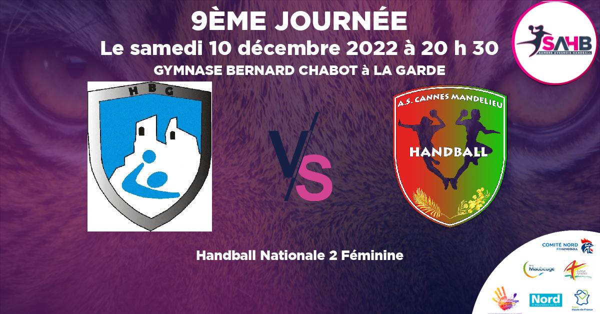 Nationale 2 Féminine handball, GARDEEN VS CANNES-MANDELIEU - GYMNASE BERNARD CHABOT à LA GARDE à 20 h 30