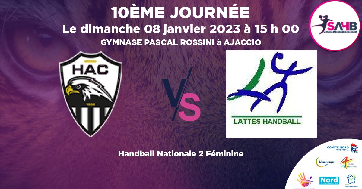 Nationale 2 Féminine handball, AJACCIO  VS LATTES - GYMNASE PASCAL ROSSINI à AJACCIO à 15 h 00
