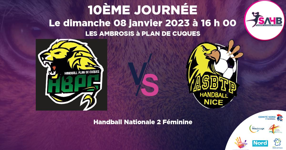 Nationale 2 Féminine handball, PLAN DE CUQUES VS NICE - LES AMBROSIS à PLAN DE CUQUES à 16 h 00