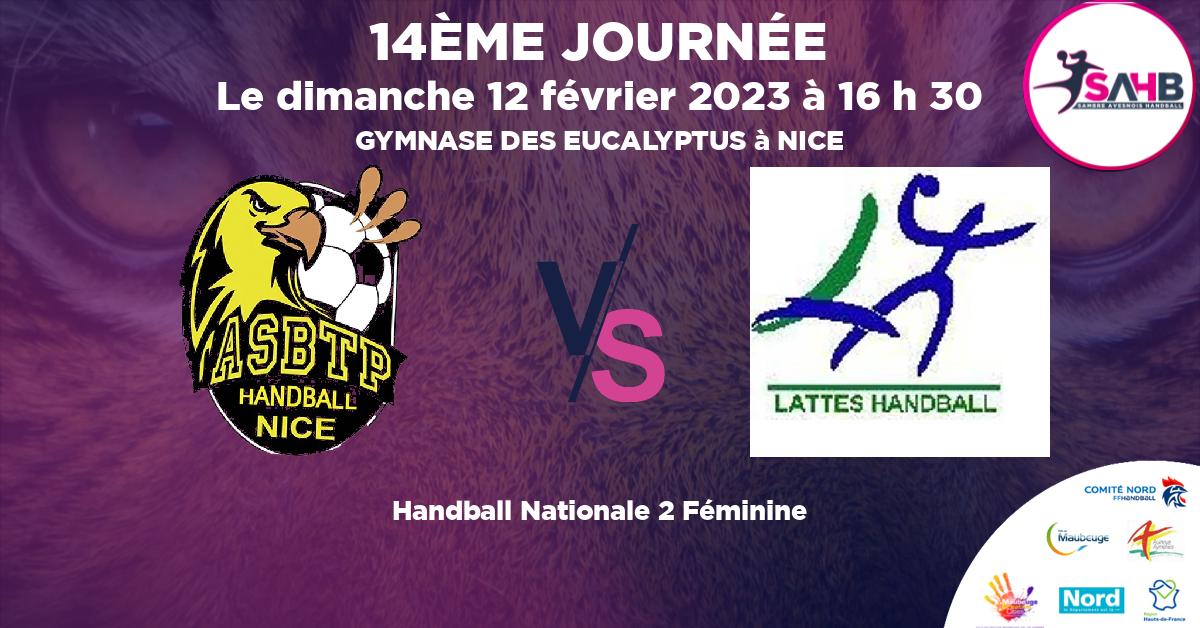 Nationale 2 Féminine handball, NICE VS LATTES - GYMNASE DES EUCALYPTUS à NICE à 16 h 30