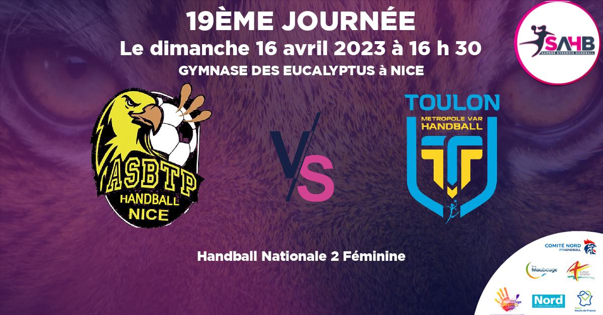 Nationale 2 Féminine handball, NICE VS TOULON - GYMNASE DES EUCALYPTUS à NICE à 16 h 30