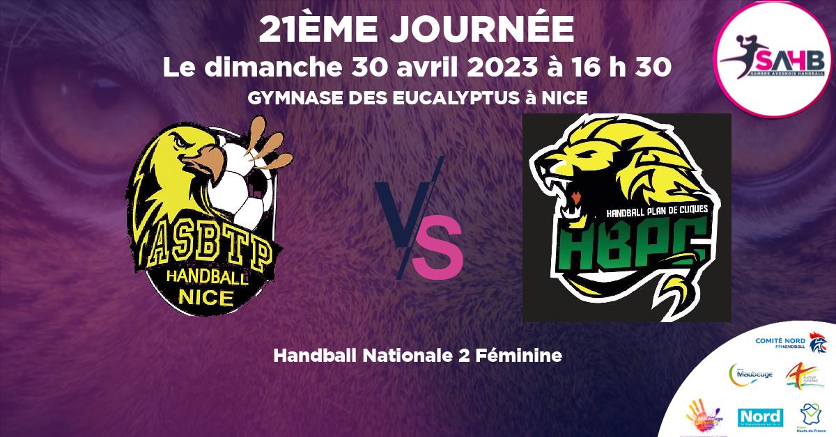 Nationale 2 Féminine handball, NICE VS PLAN DE CUQUES - GYMNASE DES EUCALYPTUS à NICE à 16 h 30