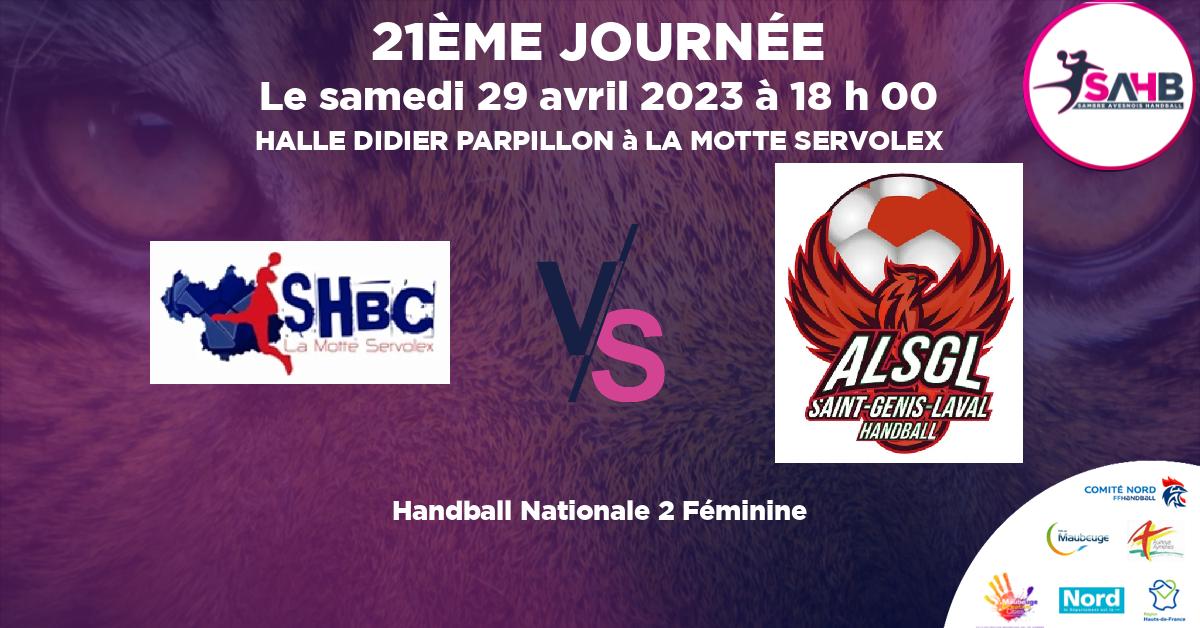 Nationale 2 Féminine handball, MOTTE-SERVOLEX - GRAND CHAMBERY VS ST GENIS LAVAL - HALLE DIDIER PARPILLON à LA MOTTE SERVOLEX à 18 h 00