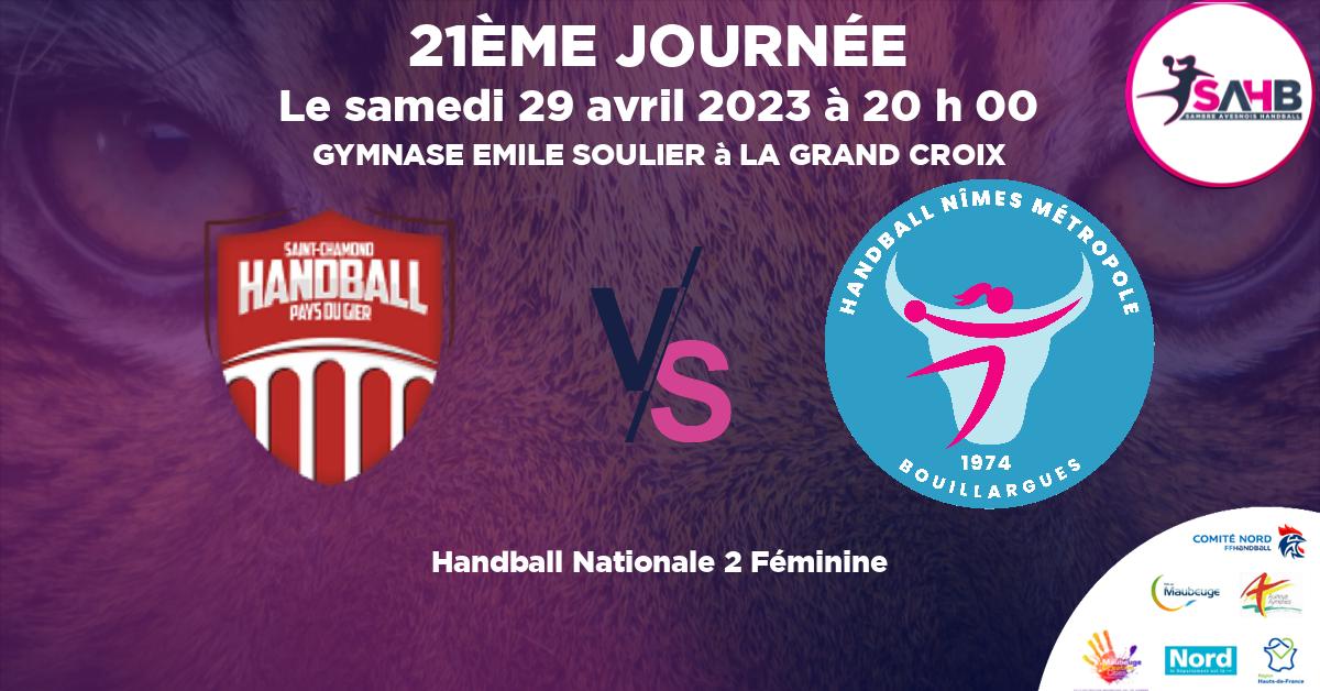 Nationale 2 Féminine handball, ST CHAMOND PAYS DU GIER VS BOUILLARGUES NIMES METROPOLE - GYMNASE EMILE SOULIER à LA GRAND CROIX à 20 h 00