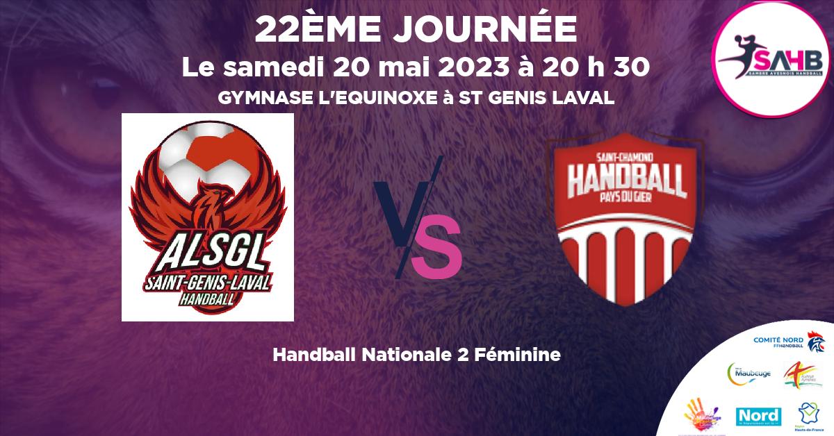 Nationale 2 Féminine handball, ST GENIS LAVAL VS ST CHAMOND PAYS DU GIER - GYMNASE L'EQUINOXE à ST GENIS LAVAL à 20 h 30