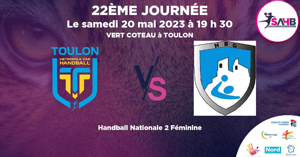 Nationale 2 Féminine handball, TOULON VS GARDEEN - VERT COTEAU à TOULON à 19 h 30