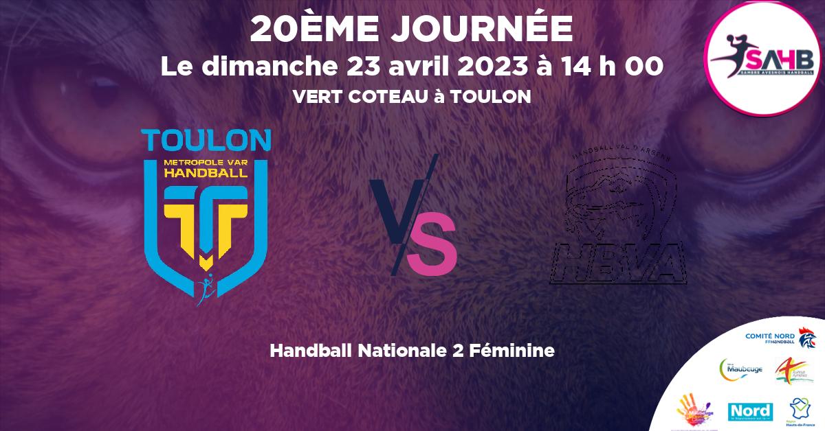 Nationale 2 Féminine handball, TOULON VS VAL D'ARGENS - VERT COTEAU à TOULON à 14 h 00