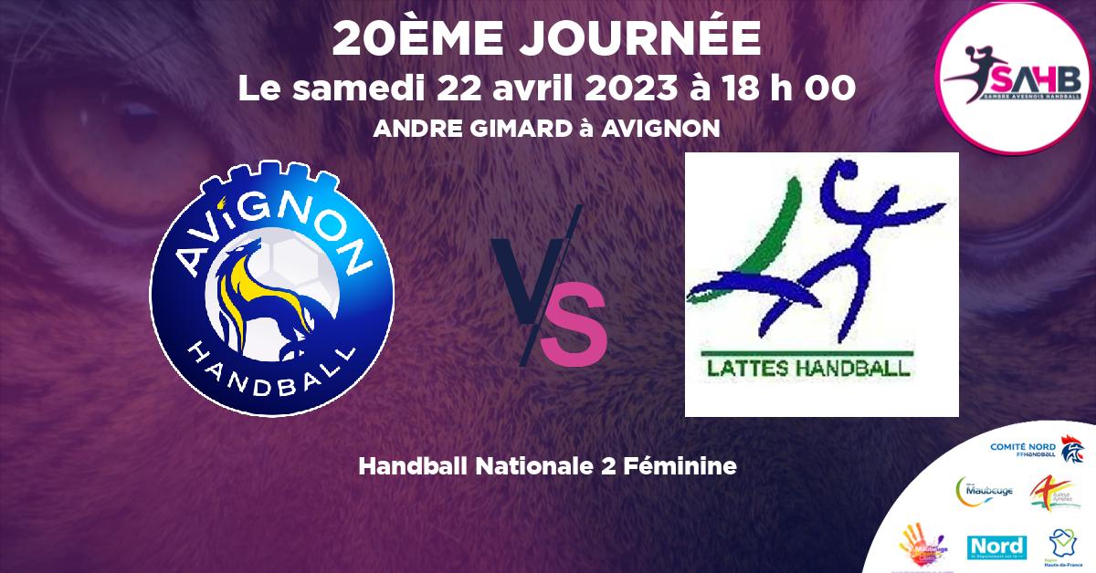 Nationale 2 Féminine handball, AVIGNON VS LATTES - ANDRE GIMARD à AVIGNON à 18 h 00
