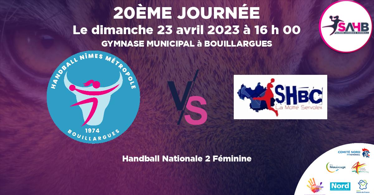 Nationale 2 Féminine handball, BOUILLARGUES NIMES METROPOLE VS MOTTE-SERVOLEX - GRAND CHAMBERY - GYMNASE MUNICIPAL à BOUILLARGUES à 16 h 00