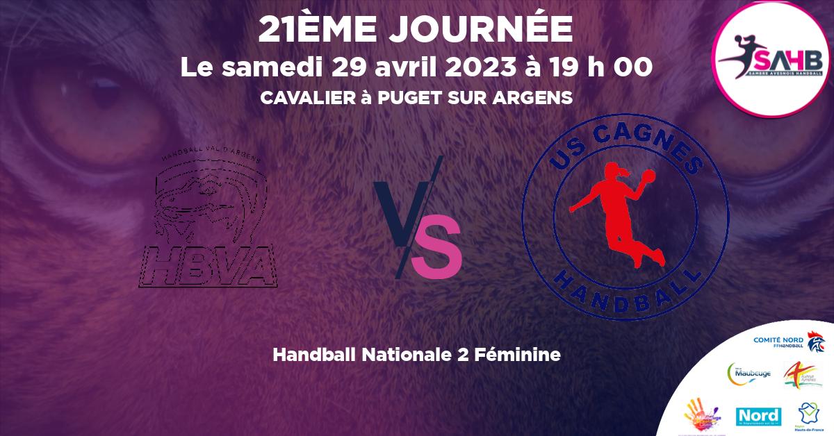 Nationale 2 Féminine handball, VAL D'ARGENS VS CAGNES - CAVALIER à PUGET SUR ARGENS à 19 h 00