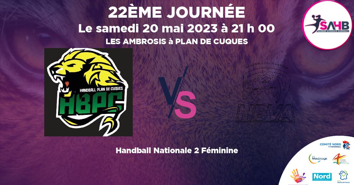 Nationale 2 Féminine handball, PLAN DE CUQUES VS VAL D'ARGENS - LES AMBROSIS à PLAN DE CUQUES à 21 h 00