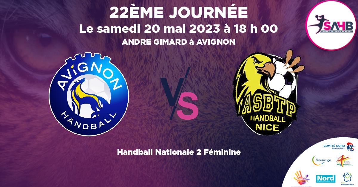 Nationale 2 Féminine handball, AVIGNON VS NICE - ANDRE GIMARD à AVIGNON à 18 h 00