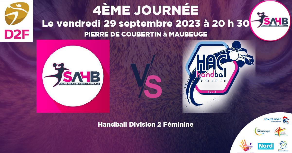 Division 2 Féminine handball, SAMBRE AVESNOIS VS HAVRE ATHLETIC - PIERRE DE COUBERTIN à MAUBEUGE à 20 h 30