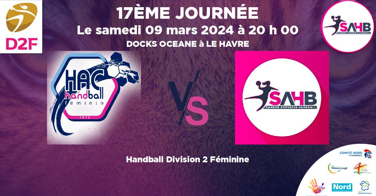 Division 2 Féminine handball, HAVRE ATHLETIC VS SAMBRE AVESNOIS - DOCKS OCEANE à LE HAVRE à 20 h 00