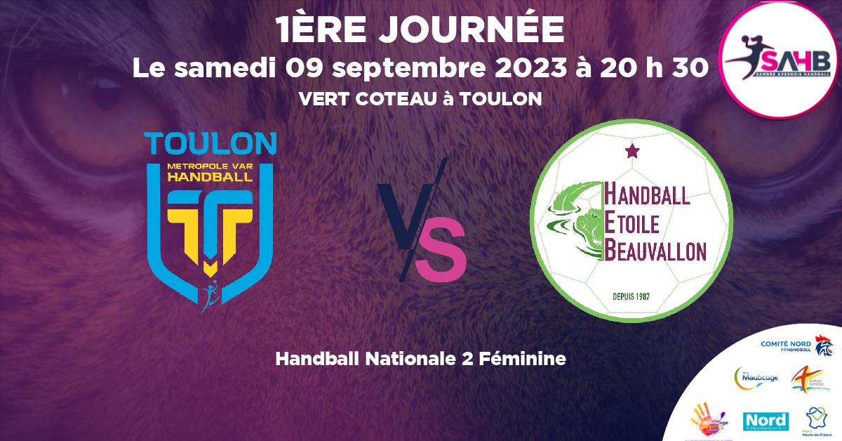 Nationale 2 Féminine handball, TOULON VS ETOILE BEAUVALLON - VERT COTEAU à TOULON à 20 h 30