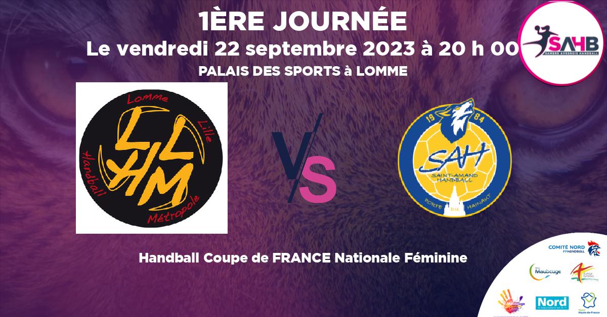 Coupe de FRANCE Nationale Féminine handball, LOMME VS ST AMAND LES EAUX - PALAIS DES SPORTS à LOMME à 20 h 00