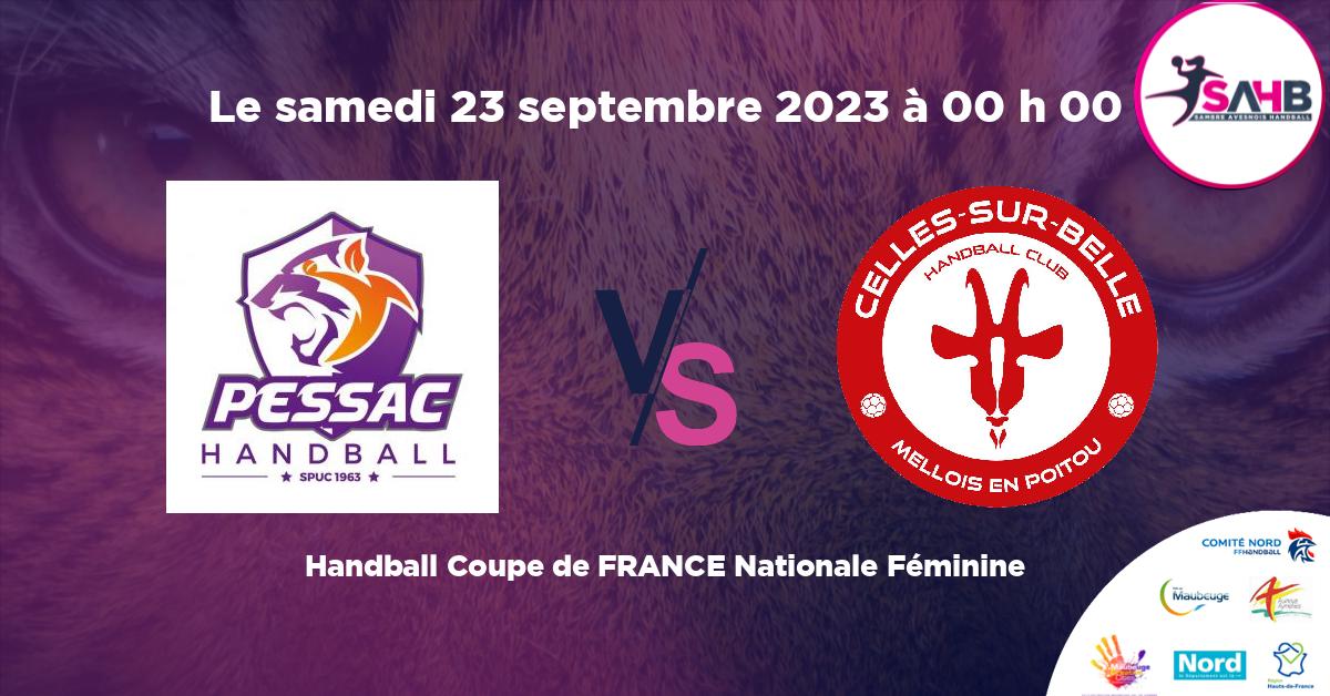 Coupe de FRANCE Nationale Féminine handball, STADE PESSACAIS VS CELLES SUR BELLE MELLOIS EN POITOU -  à 00 h 00
