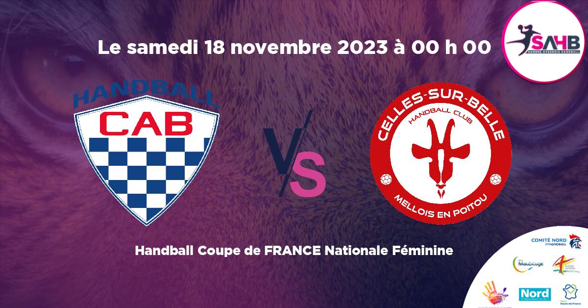 Coupe de FRANCE Nationale Féminine handball, CLUB ATHLETIQUE BEGLAIS VS CELLES SUR BELLE MELLOIS EN POITOU -  à 00 h 00