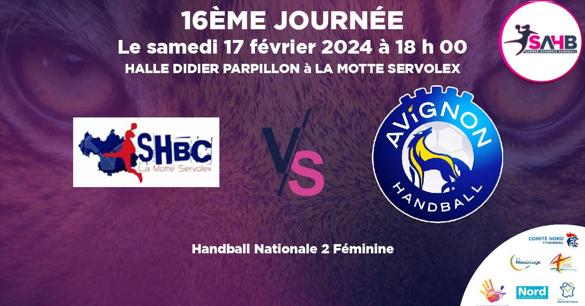 Nationale 2 Féminine handball, MOTTE-SERVOLEX - GRAND CHAMBERY VS AVIGNON - HALLE DIDIER PARPILLON à LA MOTTE SERVOLEX à 18 h 00