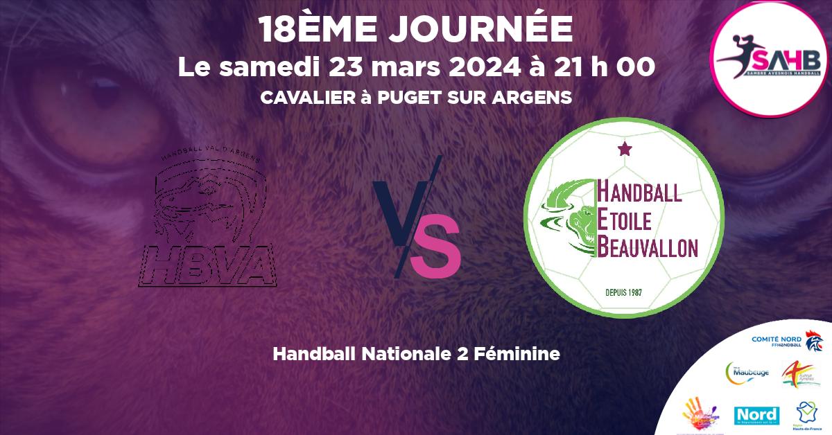 Nationale 2 Féminine handball, VAL D'ARGENS VS ETOILE BEAUVALLON - CAVALIER à PUGET SUR ARGENS à 21 h 00