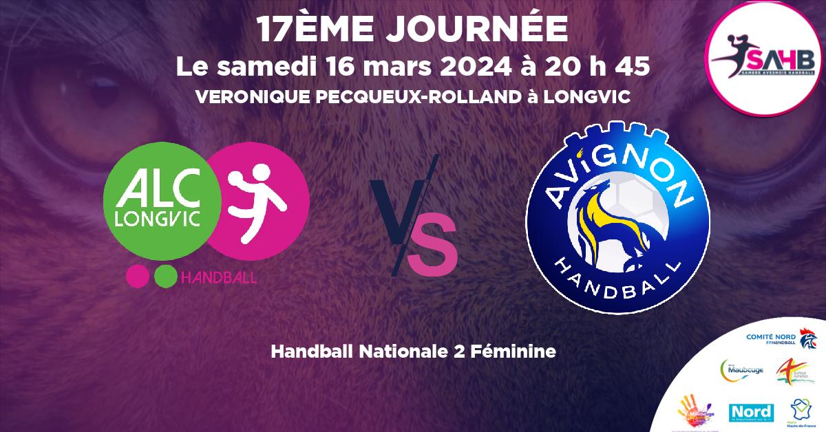 Nationale 2 Féminine handball, LONGVIC VS AVIGNON - VERONIQUE PECQUEUX-ROLLAND à LONGVIC à 20 h 45