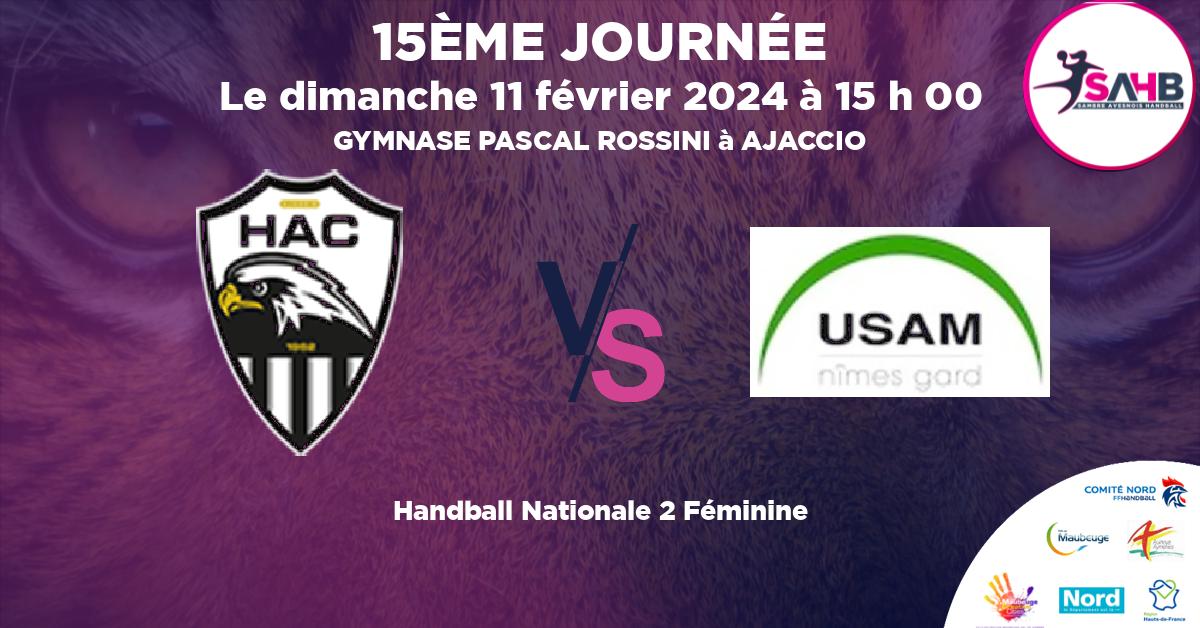 Nationale 2 Féminine handball, AJACCIO VS NIM'ARGUERITTES - GYMNASE PASCAL ROSSINI à AJACCIO à 15 h 00