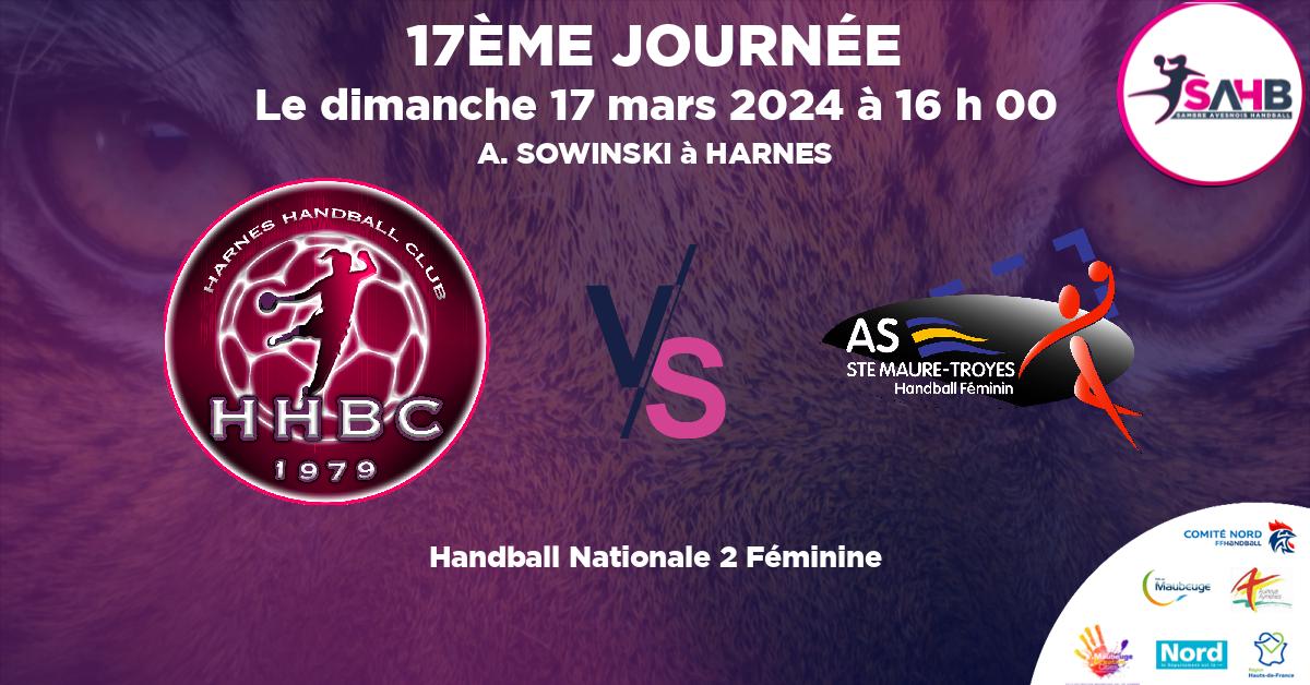 Nationale 2 Féminine handball, HARNES VS SAINTE-MAURE-TROYES - A. SOWINSKI à HARNES à 16 h 00