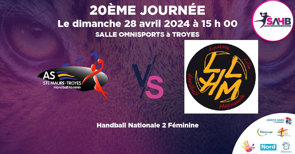 Nationale 2 Féminine handball, SAINTE-MAURE-TROYES VS LOMME - SALLE OMNISPORTS à TROYES à 15 h 00
