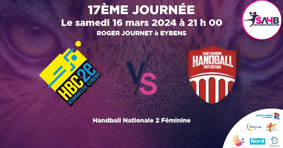 Nationale 2 Féminine handball, ECHIROLLES-EYBENS VS ST CHAMOND PAYS DU GIER - ROGER JOURNET à EYBENS à 21 h 00