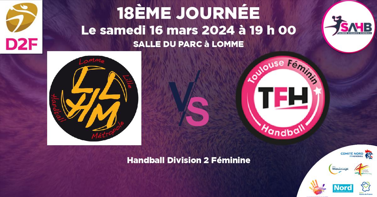 Division 2 Féminine handball, LOMME VS TOULOUSE FEMININ - SALLE DU PARC à LOMME à 19 h 00