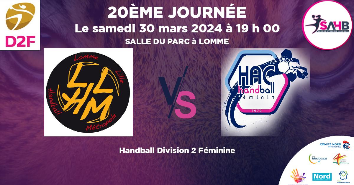 Division 2 Féminine handball, LOMME VS HAVRE ATHLETIC - SALLE DU PARC à LOMME à 19 h 00